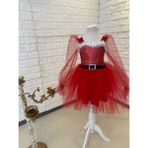 Black White Wedding Kız Çocuk Noel Yılbaşı Kostümü - 5 - 6 Yaş - 00Kırmızı