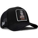 BlackBörk Logolu Siyah Trucker Şapka %50 Pamuk %50 Polyester Renkli Desen ile Şık Moda - Standart