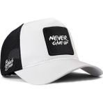 BlackBörk Never Give Up Logolu Beyaz-Siyah Trucker Şapka - Standart