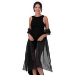 BlackButterfly Metalik Sparkle Gelin Düğün Partisi Akşam Şal Pashmina Wrap, Siyah, 70CM X 230CM