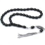 BlackCraft Oltu Taşı Gümüş Püsküllü Tespih