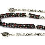 Blackcraft Oltu Taşı Kapsül Kesim Siyah-Kırmızı Zaza Tespih