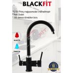 Blackfit 10 Yıl Garantili Baston Borulu Kuğu Arıtmalı Mutfak Eviye Bataryası Arıtma Musluğu - Siyah