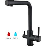 Blackfit Çift Su Girişli Pirinç Siyah Lüks Arıtmalı Mutfak Bataryası Lavabo Bataryası Su Tasarruflu