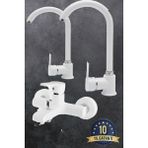 Blackfit Delta Lüks Çift Su Girişli Batarya Seti Banyo Mutfak Lavabo Bataryası 10 Yıl Garanti - Beyaz