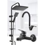 Blackfit Paris Siyah Robot Yağmurlama Duş Seti Mix Pirinç Malzeme Banyo Lavabo Bataryası Seti