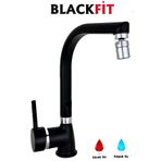Blackfit Siyah Oynar Başlıklı Mutfak Eviye Bataryası Çift Su Girişli Pirinç 5 Yıl Garantili