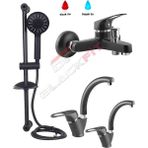 Blackfit Sürgülü Duş Seti Banyo Bataryası Lavabo Bataryası Mutfak Bataryası Duş Başlığı Set Garantili - Siyah