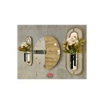 Blackframe Milano design - Açık Gri - Açık meşe Duvar Saati 40x38 cm Ve Ahşap Aynalı Çiçeklik- 45x16cm