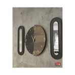 Blackframe Milano design - Antrasit - Siyah & Koyu meşe Duvar Saati 40x38 cm Ve Ahşap plexsi Aynalı- 45x16cm