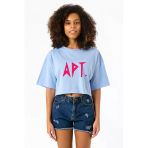 Blackpink Apt Bebe Mavi Kadın Crop Tshirt