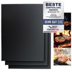 BLACKROX BBQROX Izgara Matı, Karşılaştırma Şampiyonası, Yapışmaz Izgara Pişirme Matı, Tekrar Kullanılabilir, Çok Kullanımlı, Odun Kömürü Mangalı, Gazlı Mangal, Et, Balık için Weber Style (3'lü Set - 40 x 33 cm, Siyah)
