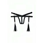 Blackruby Deri İç Giyim Püsküllü Tanga Harness - BRF439 Siyah - S/M