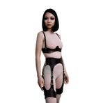 Blackruby Eterelle Deri Fantezi Jartiyer Takım, Erotik Deri Iç Giyim - Brf1233 Kırmızı - 4XL-5XL