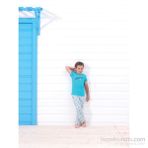 Blackspade Erkek çocuk pijama Takım 7260 Turkuaz-Gri-Lacivert Yıldızlı - 140 cm - Turkuaz - Gri - Lacivert Yıldızlı