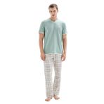 Blackspade Erkek Yeşil Kısa Kol Pijama Takımı, Kareli Desen, S Beden
