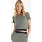 Blackspade Kadın Crop T-Shirt 51816 - Antrasit Melanj - XS
