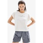 Blackspade Kadın Crop T-Shirt 60627 - Krem - XL