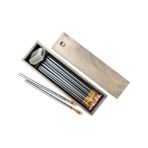 Blackwing Rustic Çam Ağacından Hediye Kutusu & 602 12 Kalem & Kalemtraş Seti - Gri