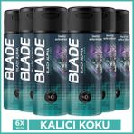 Blade Black Alpha Erkek Alüminyumsuz Deodorant 6x150 Ml Hızlı Kurur,Leke Bırakmaz