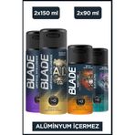Blade Erkek Alüminyumsuz Deodorant Seti - A.I 1.0, 2.0 2x150 Ml - Night Fire,Black Alpha 2x90 Ml
