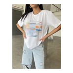 Blah Beyaz Copenhagen Baskılı Yapay Zeka Tasarımı Penye Oversize %100 Pamuk Kadın Tişört @xai