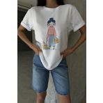 Blah Beyaz Great Day Baskılı Yapay Zeka Tasarımı Ekolojik Penye Oversize %100 Pamuk Kadın Tişört @xai