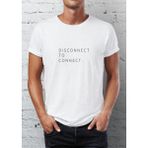Blah Disconnect Grafik Baskılı Bisiklet Yaka Erkek Tişört - Beyaz
