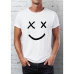 Blah Emoji Grafik Baskılı Bisiklet Yaka Erkek Tişört - Beyaz - XS