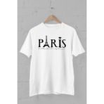 Blah Paris Eyfel Kulesi Baskılı Bisiklet Yaka Erkek Tişört - XS - Beyaz