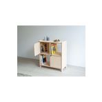 BLAN studio 4 Bölmeli Çok Amaçlı Montessori Kapaklı Ahşap Büfe Plaklık Dolabı