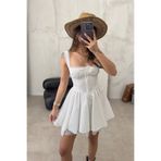 Blanco Beyaz Güpürlü Mini Elbise