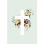 Blank Journal with Cross and Flowers (Prayer, Devotional, Reflection, Gratitude, and Christian Art Journal for Teens & Women) | Mint Background, Warm ... | Paperback, Narrow Lined, 120 Pages, 6 x 9