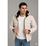 blayn jeans Erkek siyah içi polar Kapüşonlu Şişme günlük ve spor Mont | Kışlık, Rahat ve Suya Dayanıklı KREM S