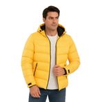 blayn jeans Erkek siyah içi polar Kapüşonlu Şişme günlük ve spor Mont | Kışlık, Rahat ve Suya Dayanıklı Sarı S