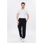 blayn jeans Erkek Siyah Jogger Pantolon Beli Lastikli Bağcıklı %100 Pamuk Keten Baggy Rahat Günlük Pantolon