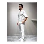 blayn jeans Gömlek pantolon Erkek Keten Takım Oversize Kalıp Beyaz M