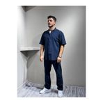 blayn jeans Gömlek pantolon Erkek Keten Takım Oversize Kalıp Lacivert S