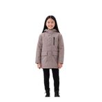 blayn jeans Kız Çocuk Koyu Krem Kürklü Su Ve Rüzgar Geçirmez Kapüşonlu Kışlık Mont & Kaban & Parka Koyu Krem 4-5 Yaş