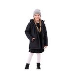 blayn jeans Kız Çocuk Siyah Kürklü Su Ve Rüzgar Geçirmez Kapüşonlu Kışlık Mont & Kaban & Parka Siyah 12-13 Yaş
