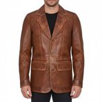Blazer ceket erkek hakiki deri motosiklet Biker ceket düğmesi klasik rüzgar geçirmez ceket iş rahat moda deri ceket modern üstleri