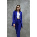 Blazer-Ceket-Pantolon-Alt Üst Takım Tek Düğmeli Cepli - 42 - Saks Mavi