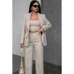 Blazer Takım Elbise Tek Düğme Ceket Pantolon - Bej Rengi - 3XL