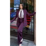 Blazer Takım Elbise Tek Düğme Ceket Pantolon - Mürdüm - 3XL