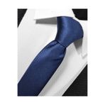 BLC Basic Line Co. Ekstra Ince Lacivert Renk Düz Slim Fit 4 Cm Genişliğinde Kravat Mendil Seti Slim Fit Dar