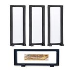 Bleiou 4 Adet 3D Yüzen Çerçeve Dikdörtgen Bozuk Para Vitrini, Madalyon, Mücevher, Pullar, Çipe, İğne, Tırnak Sanatı (22,86 cm x 9,04 cm) (Siyah)