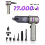 Blic Ahv-02 2 İn 1 Araç İçi Mini Süpürge & Hava Üfleme Makinesi | 17.000 Pa Çekim Gücü | Fırçasız Motor Gri -Mor