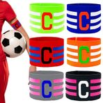Bliceon Futbol için kaptan bandajı, 6'lı set elastik kaptan bileklik, çok renkli, cırt cırtlı bant, yetişkinler için spor oyun rehberi bağı, lastik bant, takım ve antrenman için optimum uyum