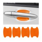Blilo 4 ADET Araba Kapı Kolu Koruyucu Etiket, Evrensel Karbon Fiber Çizilmez Otomatik Kapı Kolu Koruyucu Film, Araba Kapısı Yan Boya Kapağı Koruma Çıkartmaları Çoğu Araç Koluna Uygun (Turuncu/4 Adet)