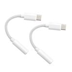 BlingKingdom 2 ADET USB C - 3,5 mm Kulaklık Jak Adaptörü, Tip C - Aux Ses Örgülü Kablo Konnektör Adaptörü, iPhone 15/16 Serisi, Samsung Galaxy S24 S23 S22 21Ultra, iPad Pro, MacBook ile Uyumlu